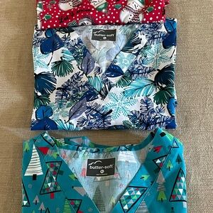 Christmas scrub tops
